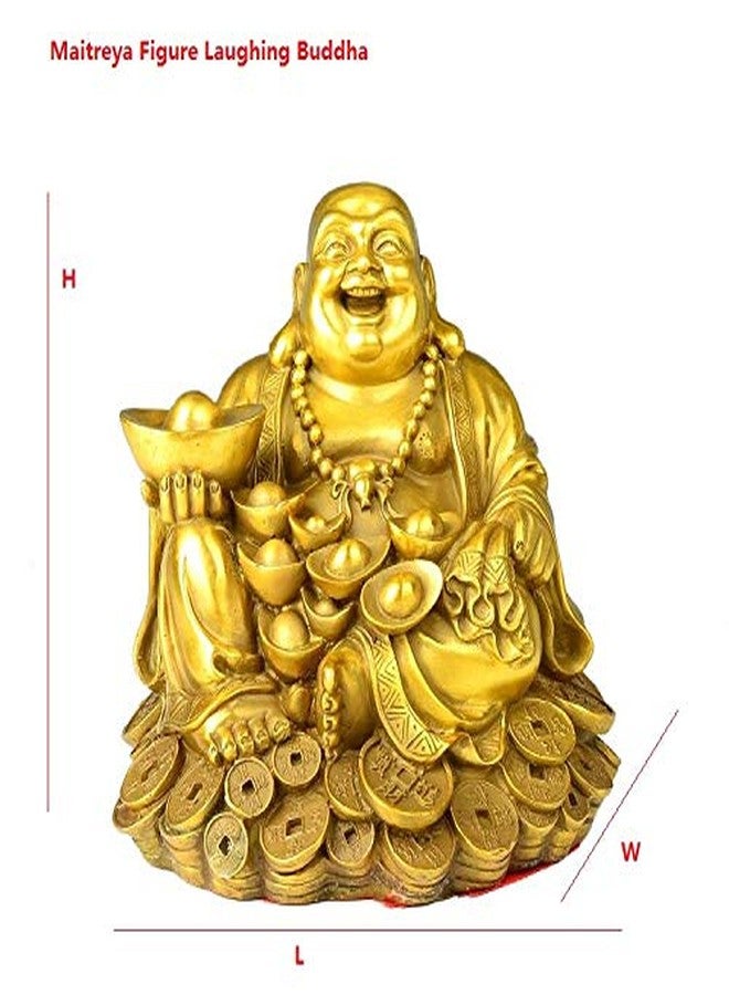 WEALTHCOMING Laughing Buddha Statues,Wealth Buddha Figures On Coins,Lucky Buddha Art Desk Decor - Image 2